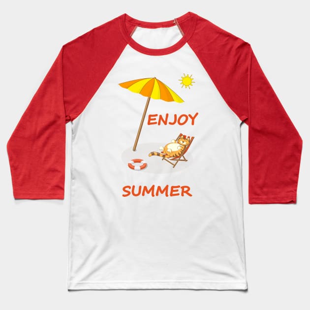 enjoy summer with funny cat Baseball T-Shirt by Alina